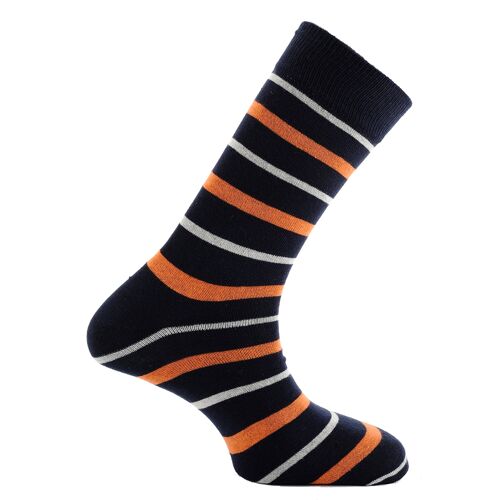 Horizon School Short (Crew) Dress Socks: Cranleigh: Navy/White/Orange
