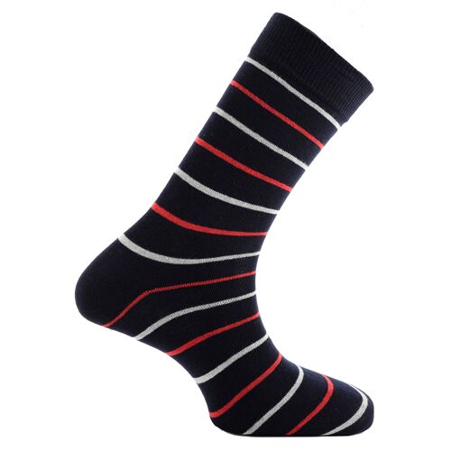 Horizon School Short (Crew) Dress Socks: Oundle: Navy/White/Red