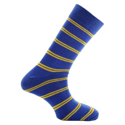 Horizon School Short (Crew) Dress Socks: Repton: Royal/Yellow