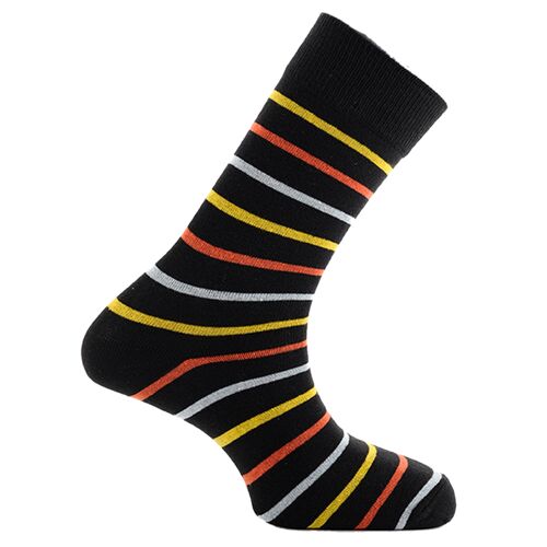 Horizon School Short (Crew) Dress Socks: Wellington: Black/Yellow/Orange/Sky