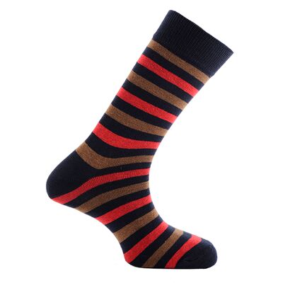 Horizon School Short (Crew) Dress Socks: Winchester: Navy/Brown/Red