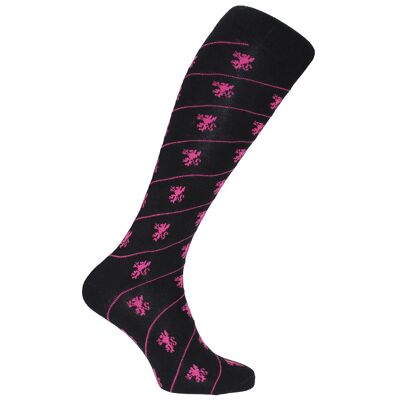 Chaussettes habillées Horizon School Long (longueur au genou) : Abingdon : Noir/Cerise