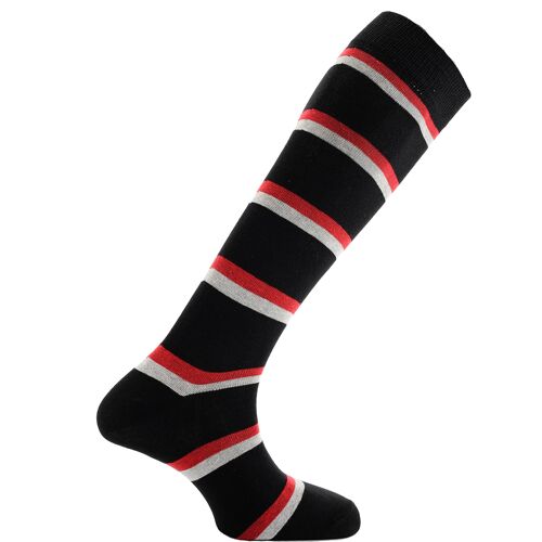 Horizon School Long (Knee Length) Dress Socks: Blundell's: Black/Red/White