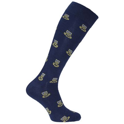 Chaussettes habillées Horizon School Long (longueur au genou) : Bryanston : bleu marine/or