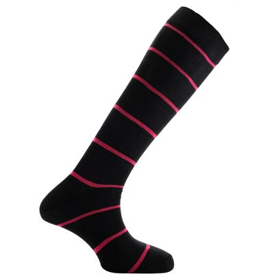 Horizon School Long (Knee Length) Dress Socks: Cheltenham: Black/Cerise