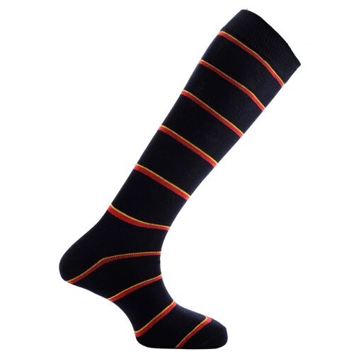 Horizon School Long (Knee Length) Dress Socks: Christ's Hospital: Navy/Yellow/Red