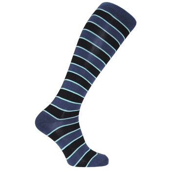 Chaussettes habillées Horizon School (longueur au genou) : Dulwich : bleu/turquoise/marine 1