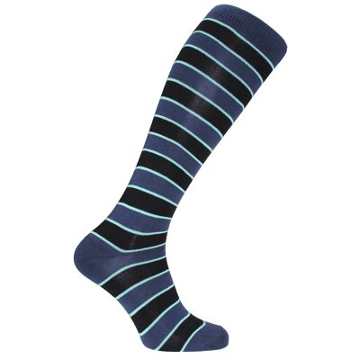 Chaussettes habillées Horizon School (longueur au genou) : Dulwich : bleu/turquoise/marine