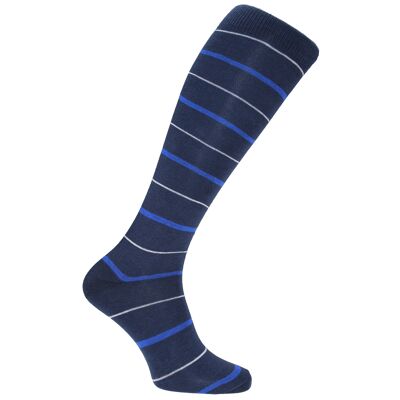 Horizon School Long (Knee Length) Dress Socks: The Edinburgh Academy: Navy/White/Royal