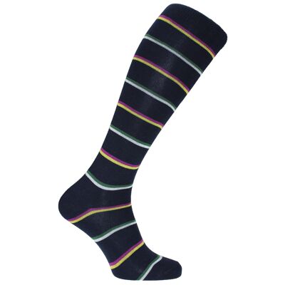 Horizon School Long (Knee Length) Dress Socks: Epsom: Black/Purple/Yellow/Green/White