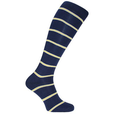 Horizon School Long (Knee Length) Dress Socks: Haberdashers' Aske: Navy/White/Yellow