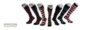 Chaussettes habillées Horizon School Long (longueur au genou) : Haileybury : Bordeaux/Blanc/Noir 2
