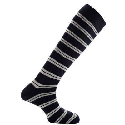 Chaussettes habillées Horizon School Long (longueur au genou) : Harrow : bleu marine/gris