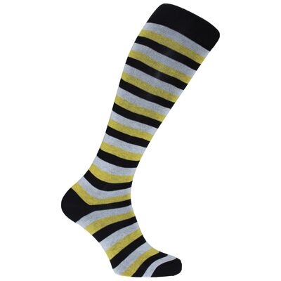 Horizon School Long (Knee Length) Dress Socks: Milton Abbey: Black/White/Yellow