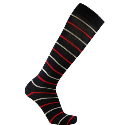 Chaussettes habillées Horizon School Long (longueur au genou) : Oundle : Marine/Blanc/Rouge