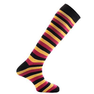 Horizon School Long (Knee Length) Dress Socks: Royal Agricultural Collage: Black/Cream/Cerise