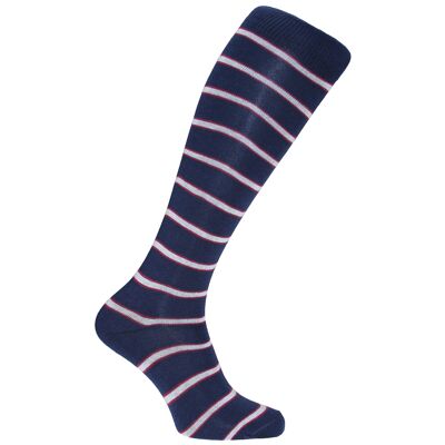 Horizon School Long (Knielänge) Kleidersocken: Rossall: Navy/Rot/Weiß