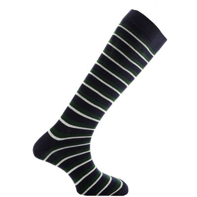 Chaussettes habillées Horizon School Long (longueur au genou) : Rugby : Marine/Vert/Blanc