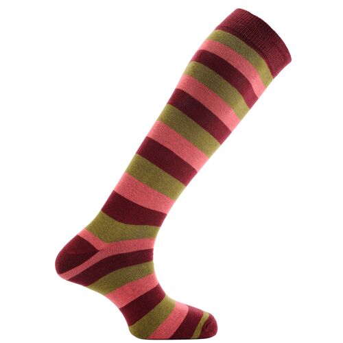 Horizon School Long (Knee Length) Dress Socks: St. Edward's: Burgundy/Mustard/Pink