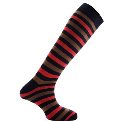 Horizon School Long (Knee Length) Dress Socks: Winchester: Navy/Brown/Red