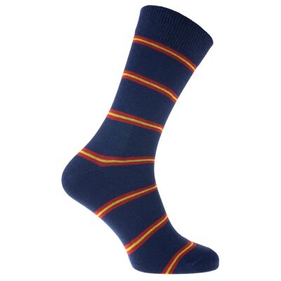 Horizon Regimental Short (Crew) Dress Socks: Anglian Regiment: Navy w/ Red / Yellow