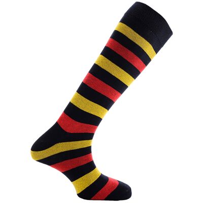 Chaussettes habillées Horizon Regimental longues (au genou) : Royal Army Medical Corps. : Marine/Jaune/Rouge