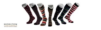 Chaussettes habillées Horizon Clubs longues (au genou) : Eton Ramblers : Vert/Ambre/Violet/Bourgogne 2