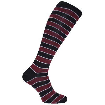 Horizon  Clubs Long (Knee Length) Dress Socks: Eton Vikings: Navy/White/Burgundy