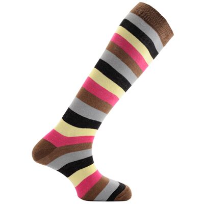 Horizon Clubs Long (Knielänge) Kleidersocken: Harlequins: Braun/Grau/Gelb/Creme/Pink