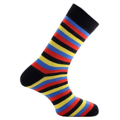 Horizon Colours Short (Crew) Dress Socks: Croquet: Navy/Royal/Red/Black/Yellow