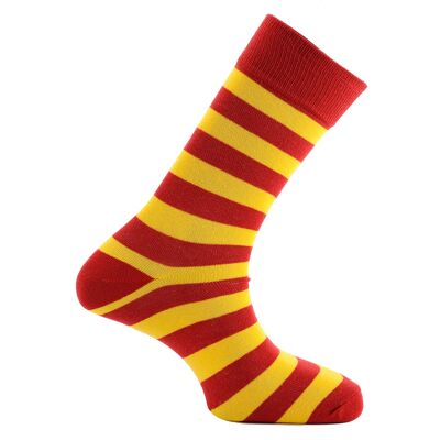Calcetines cortos de vestir (Crew) Horizon Colors: rojo y amarillo: rojo y amarillo