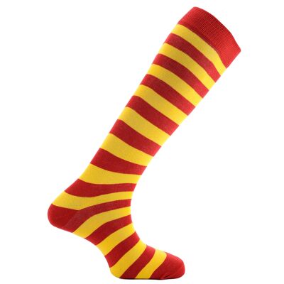 Horizon Colours Long (Knee Length) Dress Socks: Red & Yellow: Red & Yellow