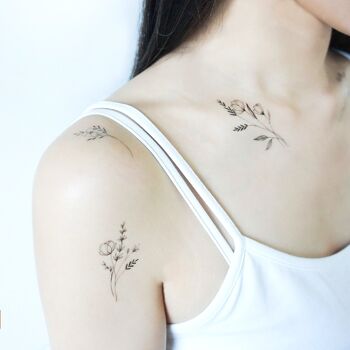 Tatouage Temporaire Fleurs Noires 2 5