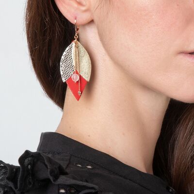 Boucles d'oreilles pendantes TULIPE rouge