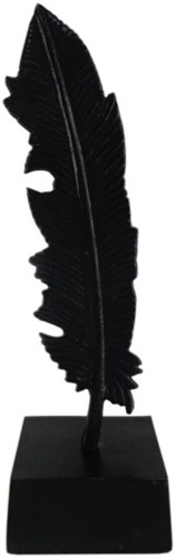 Plume sur pied M - Métal - Décoration - Noir Antique - Hauteur 27,5cm 1