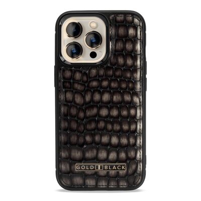 iPhone 13 Pro MagSafe Leder Case Milano Design grau