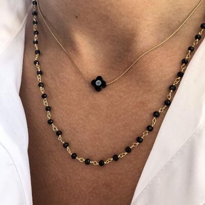 Evil Eye Necklace, Black Rosary Necklace