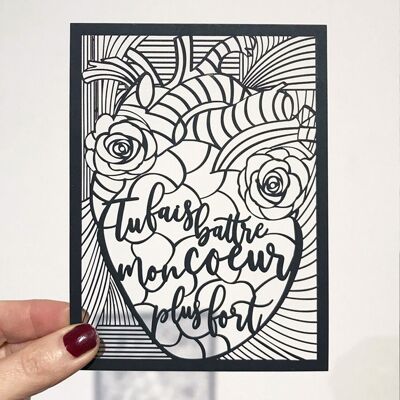 Carta di carta nera ritagliata Pattern mi fai battere il cuore più velocemente