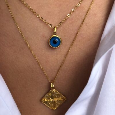 Gold Christian Geometric Necklace, Eye Necklace