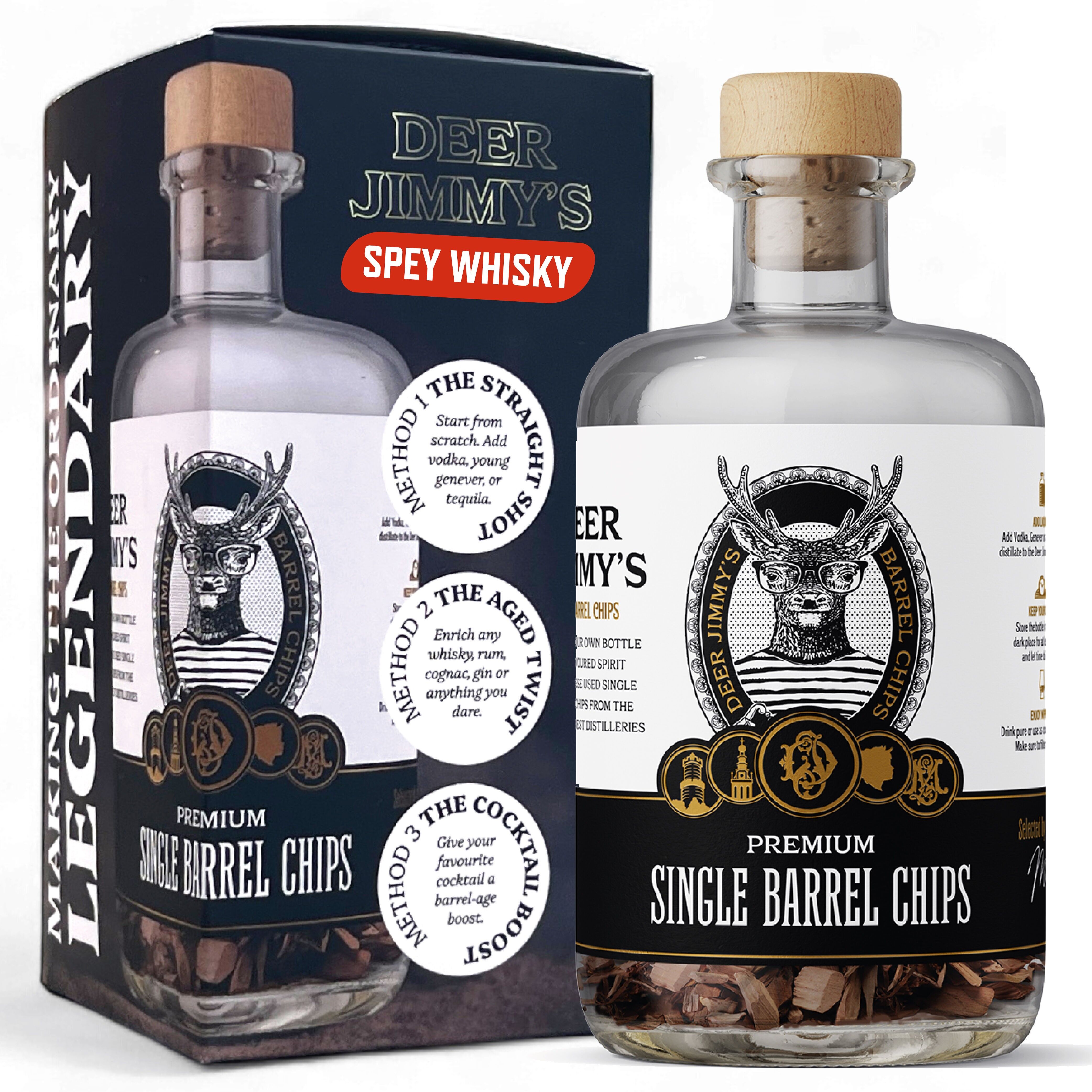 Set regalo di whisky fai da te Deer Jimmy's® – Crea il tuo whisky con rovere di prima qualità da autentiche botti scozzesi dello Speyside – Invecchiamento profondo in botte per qualsiasi liquore – Regalo perfetto per gli uomini