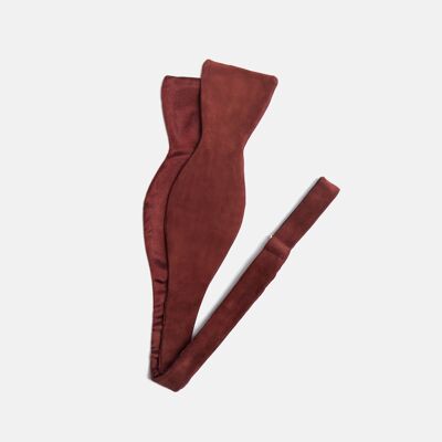 Burgundy suede bow tie (self-tie)