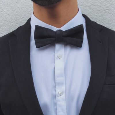 Black suede bow tie