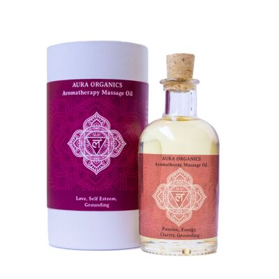 Aceite de masaje de aromaterapia orgánico - Mezcla de chakras de raíz