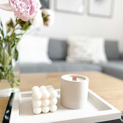 Wooden wick candle - concrete