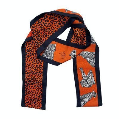 'Leopard Love' skinny silk scarf