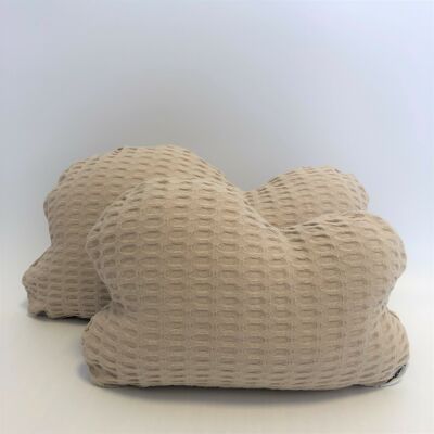 Almohada nube waffle jacquard beige ramas pino piñonero almohada piña piña nube