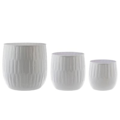 Metal Pots Set of 3 - White