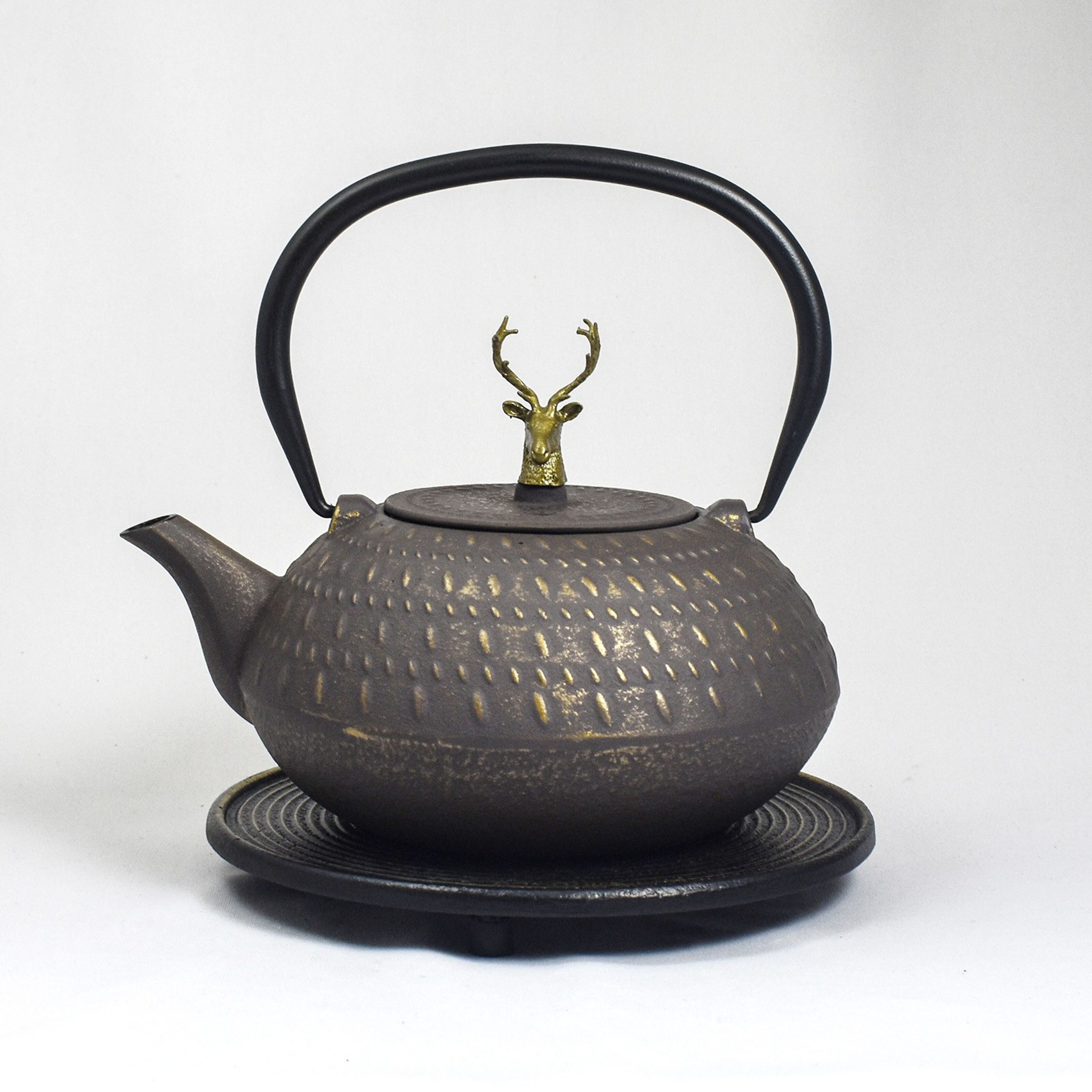 Japanese Traditional Cast Iron Teapot Kettle with Walnut Handle