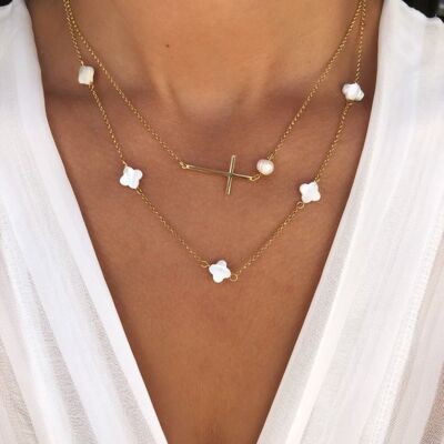 Sideways Cross Necklace, Tiny Crosses Necklace,