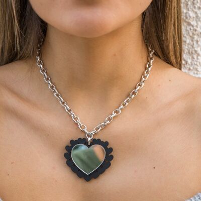 Handmade Mirrored Heart Necklace
